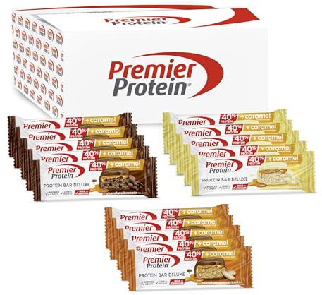 Premier Protein - Protein Bar Deluxe 40% - Multiflavourbox - 15x50g - Low sugar - Low Carb - palmölfrei