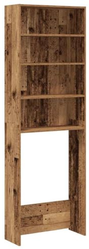 vidaXL Waschmaschinenregal Altholz-Optik 64x24x190 cm, Waschmaschinenschrank, Badezimmermöbel, Trocknerregal, Badezimmerregal, Waschraumregal