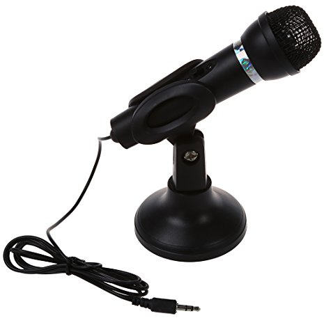 Quystetes Mini Microfono Soporte de Red 3.5mm Computador PC Ordenador portatil Omnidireccional Negro