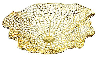 OZBMA Bols à Fruits – Bols à Fruits Creux plaqués, Plats à Dessert, à collation, Plateaux de Service en Alliage de galvanoplastie/Or/s (Couleur : Or, Taille : Grand) (Or S)
