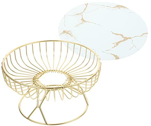 TOYANDONA Small Round Iron Wire Bread Basket for Serving, Golden Metal Fruit Bowl for Home Decor, Portable Wire Basket for Snacks and Pastries