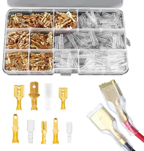 315 Stück Kabelschuhe Flachstecker Flachsteckhülsen Set 2,8mm/4,8mm/6,3mm Kabelstecker Kits mit Isolierhülse, Männlich Weiblich Flachsteckverbinder für Car Audio Lautsprecher