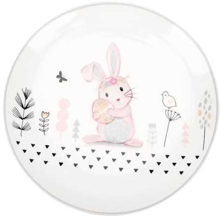 Ciieeo Ceramic Plate for Fruit Salad Easter Bunny Pattern Dining Table Snack Plate Ceramic Tableware for Special Occasion