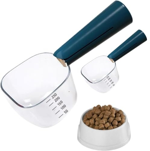 KWJTOY Pelle à Nourriture pour Animaux de Compagnie, Cuillère Multi-Usage, Cuillère Graduée Transparente,Doseur Croquettes Chien Cuillère à Nourriture pour Chat Cuillère à Mesurer à Long Manche
