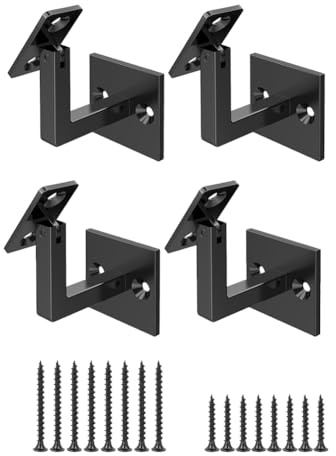 Cpolebev 4 Pcs Adjustable Handrail Brackets, Stair Railing Brackets, Hand Rail Brackets for Stairs, Wall Mounted Brackets