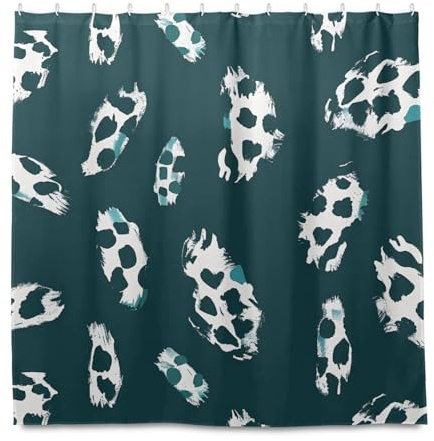miaozhen Tenda da doccia impermeabile moderna con gancio, 182 x 183 cm, tessuto in poliestere con stampa leopardata, lavabile in lavatrice, tenda semplice per bagno doccia cortinas a prueba de agua