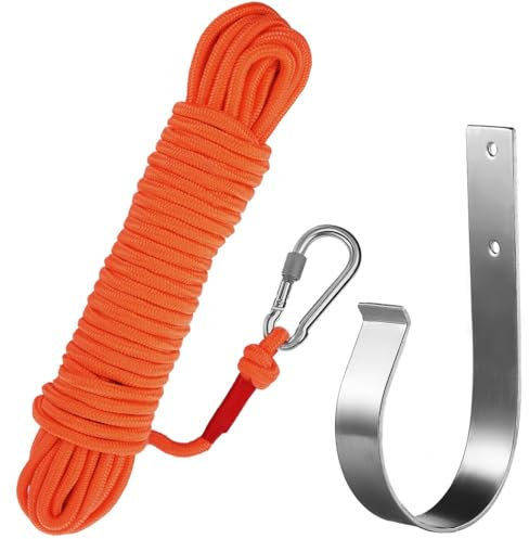 50Ft Rescue Rope for Lifebuoy with Spring Hook, Nylon Rope for Marine, Fire Rescue, and Outdoor Safety, High Capacity