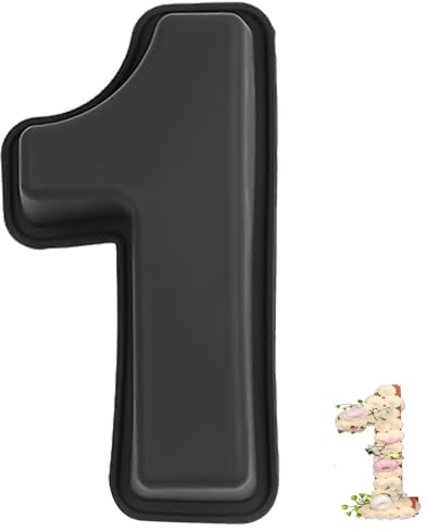 YXHZVON Kuchenform Zahlen Silikon Backform Zahl 1, Groß 3D Number Cake Zahlenbackform, Antihaftige DIY Motivbackformen für Kindergeburtstag, Hochzeit Jubiläum, Geburtstagstorte(Schwarz)