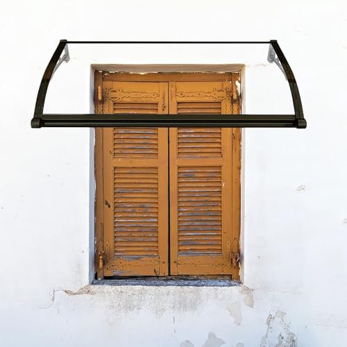 NEDLON Marquise De Porte D'Entrée avec Évier De Guidage, Auvent De Porte Et Fenêtres, Abri Banne en Polycarbonate Transparent, Protection Contre La Pluie Et La Neige, Silencieux(W120xL100cm)