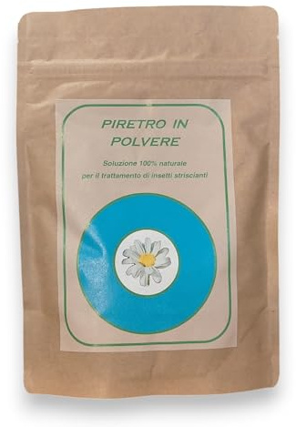 PIRETRO IN POLVERE DA 100 GR, INSETTI STRISCIANTI (TARME, TARLI, FORMICHE), CURA DELLA PIANTA, PRODOTTO NATURALE. LIBERA VENDITA. 100% NATURALE