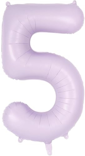 EWODEIEW Ballon chiffre 5 lumière violet, Ballon chiffre 5 feuille de 40 pouces, Ballon chiffre 5 décoration d'anniversaire fille ballon géant 5 pour fille garçon anniversaire fête décoration