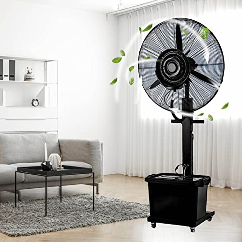 Industrial Pedestal Fan with Nebulizer Tank, 90° Oscillating Cooling Fan for Outdoor Patio Comfort