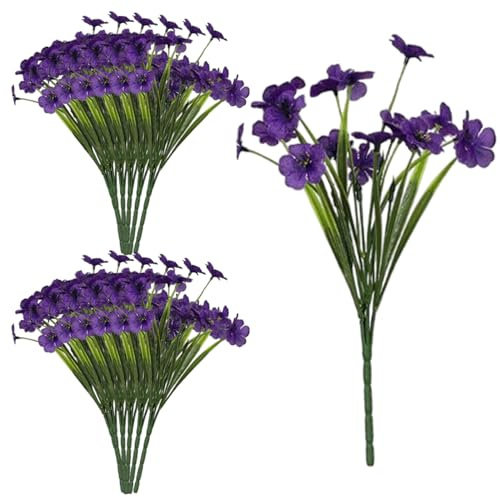 Xoeryoy 12 Piezas de Flores violetas Artificiales, Ramo de Flores morados realistas de 14 Pulgadas, Plantas realistas de Seda Vibrantes de Larga duración para Interiores, al Aire Libre