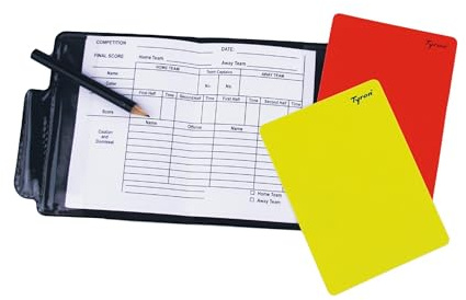 Tyron Cartes d'arbitre - Ensemble composé d'une carte rouge et jaune, d'une carte de score et d'un stylo dans un étui pratique - Football et handball
