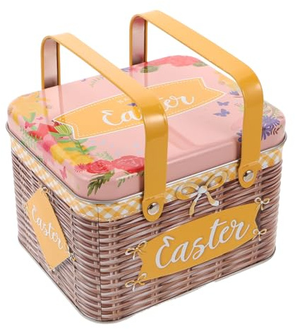 ZUNOXAZ Pink Square Iron Cookie Tin Box with Airtight Freshness Seal and Multipurpose Storage, Festive Cartoon Style for Outdoor Events and Holiday Bakery Packaging