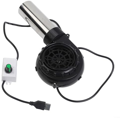 Soplador portátil USB para barbacoa con ventilador de parrilla ajustable de mano de 5 V 1 A con conducto de aire de acero inoxidable para barbacoa al aire libre, compatible con estufa de leña