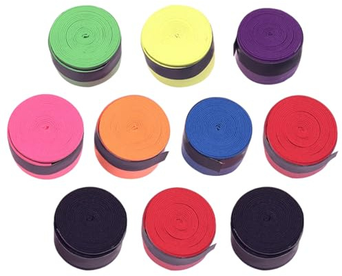 Veemoon Grip Raquette Tennis Absorbant 10 Rouleaux Ruban PU pour Poignée Badminton Squash Utilisation Récréative et Compétitive