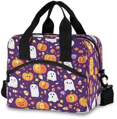 Ewusp Halloween Boo - Lonchera aislada para mujeres y hombres, a prueba de fugas, reutilizable, con correa de hombro ajustable para el trabajo, picnic al aire libre
