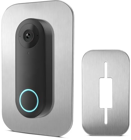 Plaque pour Sonnette Reolink PoE - Cache en Acier Inoxydable Compatible avec Reolink Doorbell PoE/WiFi/Battery, Accessoire de Montage pour Sonnette Vidéo, Masque Les Anciennes Perforations et Câbles