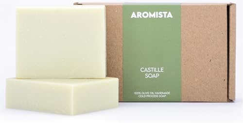 AROMISTA Jabón natural hecho a mano, 2 x 120 g (100% aceite de oliva Castilla)