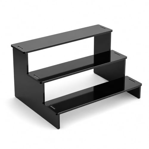 3 nivåer akryl displaystativ, 30 x 21 x 15 cm svart parfymorganiserare för sminkbord, multifunktionell hylla för kosmetika nagellacksfigurer hudvård – platsbesparande förvaringsställ enkel montering