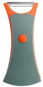 Pelador de frutas y verduras 2 en 1 para cocina, rallador multifuncional de frutas y verduras con eliminación de bordes, pelador de doble propósito (gris naranja)