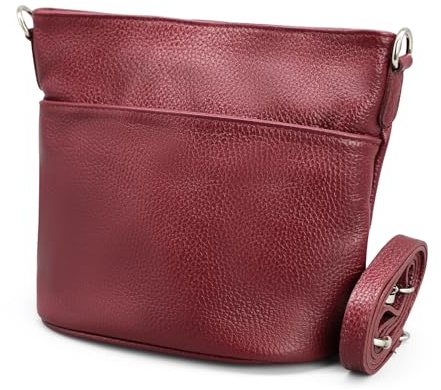 Adel Bags LINA Damen Umhängetasche Echtleder Handgefertigt Crossbody Bag | Damen Schultertasche mit Ledergurt & wahlweise gemustertem Riemen, Echtes Leder, 4 Fächer, Made in Italy