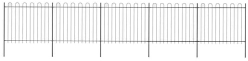 Clôture de jardin avec arc rond en acier - 892,5 x 150 cm - Noir - 5 éléments de clôture et 6 poteaux - Clôture en treillis noir pour une délimitation stable