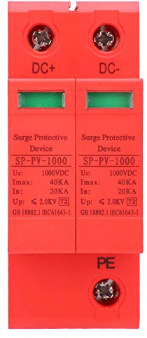 Dispositivo Protezione Contro Sovratensioni DC1000V 2P40KA, Installazione Su Binario, ABS, 50Hz - Protezione Efficace Da Fulmini, Alta Durata, Per Fotovoltaico E Impianti Elettri
