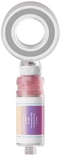 Interstellar Ring Filtered Shower Head with Vitamin C Cartridge - 3X Enhanced Filtration, Chlorine Removal, Aromatherapy SPA (【Damascus Rose】+Space Ring Pressurized Showerhead+1.5M Hose)