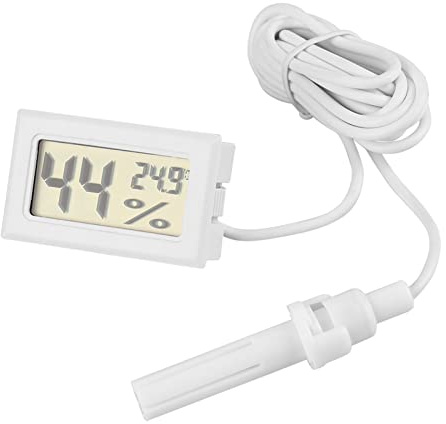 Qudinip Termómetro Higrómetro Digital LCD con Sonda Externa para Reptiles, Pantalla Precisa de Temperatura y Humedad, Ideal para Incubadoras y Criadoras