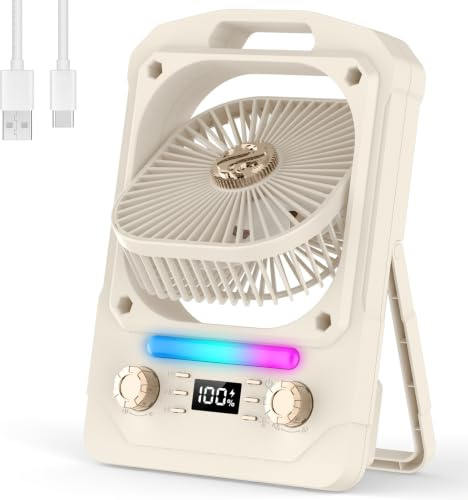 Ventilatore da tavolo con altoparlante Bluetooth, ventilatore portatile 6000 mAh