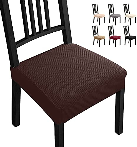 Stuhlhussen 4 Stück Elastische Moderne Beschützer Stuhlhussen Jacquard Stuhlüberzug,bi-Elastic Spannbezug, Fleckschutz Moderne Abdeckung langlebig für Haus- langlebig Universal-(4 Stück Braun) -B