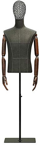 HAIPENG Schneiderpuppe Männlich Torso Körper Mit Metall Draht Kopf Einstellen Höhe Büsten Stand Zum Kleidung Anzeige Männchen (Color : Dark Brown)