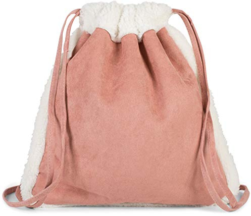 styleBREAKER Unisex Turnbeutel Gym Bag Teddyfleece Futter, Altrose | Weiche Plüsch-Oberfläche, 44x42 cm (26 Liter Volumen), großes Hauptfach, stufenlos anpassbare Schultergurte (50-77 cm).
