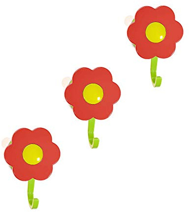 Kochblume 1-3-5-10er Set | Haken S, L, Wandhaken, Küchenhaken, Mehrzweckhaken, Schlüsselhaken | In der bunten Box (rot-gelb, 3er Set L)