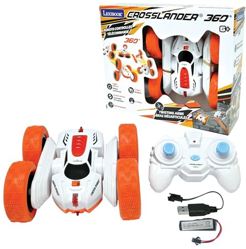 LEXIBOOK, Coche RC Crosslander 360, RC20 | Rotación 360°, acrobacias, luces, mando de muñeca, recargable