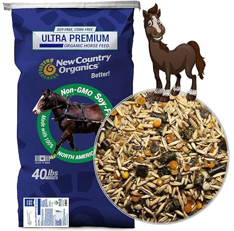 New Country Organics | Elite Horse Feed for Horses Under The Stresses of Competition and Travel | Corn-Free and Soy-Free | 14% Protein | Certified Organic and Non-GMO | Grain & Oats Feeder 40 lbs