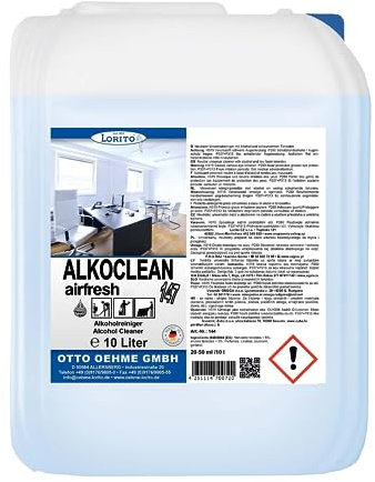 Lorito Alkoclean Airfresh, 10 Liter Konzentrat, Universalreiniger mit Alkohol, für eine streifenfreie Reinigung, Bodenreiniger für Fliesen, Keramik, Glas, Marmor, Parkett