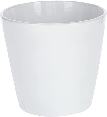 KOTARBAU Macetero de cerámica, 16 cm, clásico, color blanco liso