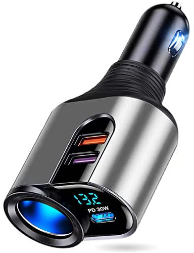 [SUPER PD30W] Autoladegerät Zigarettenanzünder Verteiler USB Auto Adapter 12V 24V Verteiler 127W USB C KFZ Ladegerät Kompatibel mit iPhone14/13 Pro Max/12/11/XR, iPad, Tablet GPS Dash Kamera