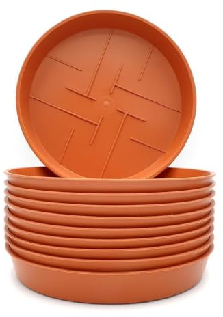 Plastard 10er Set Blumentopf-Untersetzer Ø 40 cm Rund Kunststoff Terrakotta | UV-, witterungs- und frostbeständig,ideal für innen & außen, Terrakotta