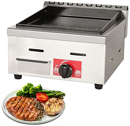Plancha a Gas Profesional para Bar y Restaurante, Acero Inoxidable, Distribución Uniforme de Calor, Temperatura hasta 350°C, Plancha a Gas Cocina Industrial Hostelería, Patas Antideslizantes,718c