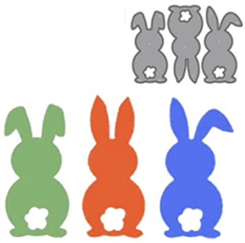 Sredwtk 3PCS Niedlicher Hase Stanzschablonen Ostern Metall Prägeschablonen Stanzformen Schneiden Schablonen Cutting Dies für DIY Scrapbooking Karten Handwerk