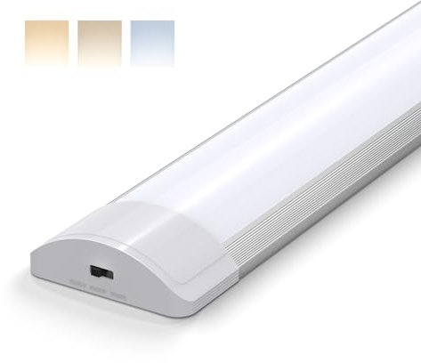 Barrina LED Batten Light 113cm, 36W 3750lm, 3000K/4000K/6500K Color Changeable, LED Tube Lights for Kitchen Office Garage Workshop Lighting, Ceiling Fluorescent Strip Light, 1 Pack