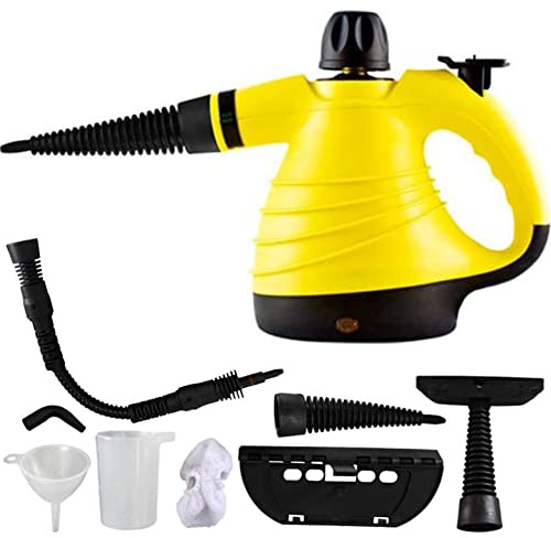 Pulitore a Vapore Portatile, Vaporizzatore con Manico Ergonomico e Cavo da 3,5 Metri, Potenza 1050 Watt, 9 Accessori, Ideale per Cucina, Pavimento, Bagno, Lavandino e Disinfettare Piccoli Spazi