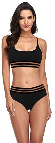 RPAEOY Costume Donna Due Pezzi Bikini Set Sportivo Vita Alta Costumi Mare Tankini Elegante Bikiniset Fascia Elastica Costume Contenitivo Senza Ferretto Abbronzatura Perfetta Nuoto Spiaggia