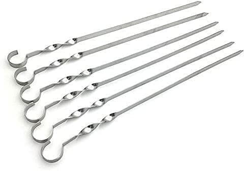 Ustensiles de grilBrochettes en acier inoxydable pour griller, brochettes de fourchette à manche en bois pour griller pour le camping pique-nique pique-nique (Couleur : 12pcs 55cm) (6pcs 45cm) (Colo