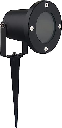 Damastoreitalia Faretto da Esterno con Picchetto Orientabile GU10 – Spot LED da Giardino IP65 in Alluminio – Proiettore per Piante, Alberi, Aiuole – 220V (Nero - GU10)