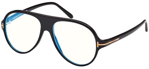 Tom Ford Brille FT5012-B BLUE BLOCK Shiny Black 53/14/140 Herren, Schwarz